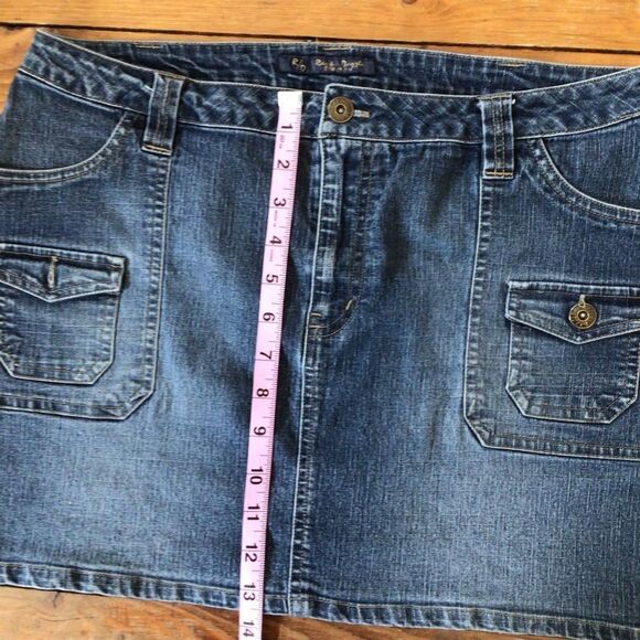 Razzle Dazzle Blue Denim Utility Mini Skirt Size 11 Juniors Y2K Pockets Casual - Picture 6 of 9